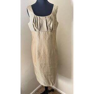 Striped Sleeveless Dress Sheath Career Party Cocktail Neutral Size 10
